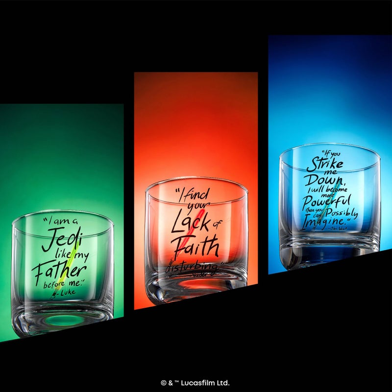 JoyJolt Star Wars Lightsaber Collection 10oz Drinking Glasses, Set of 6 Limited Edition Obi Wan Kenobi Darth Vader Luke Skywalkerâ„¢ Glass Tumblers, Star Wars Gifts Short Drinking Glass Set - Image 3