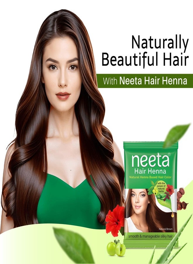 Neeta Henna Powder for Hair, Henna-Based Hair Color with Amla, Shikakai, Heena, Aloe Vera & Hibiscus for Smooth, Silky Hair, Adds Shine, Natural Brown, Herbal Formula with 5 Herbs - 50g per Pack, Pack of 6 - Image 2