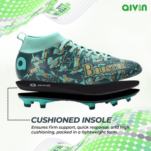 AIVIN Unisex Booster Pro. Light Weight and Durable Football Shoes &, Comfortable and Flexible Soccer Shoe, Football Studs, Green, 5 UK - Image 4