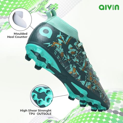 AIVIN Unisex Booster Pro. Light Weight and Durable Football Shoes &, Comfortable and Flexible Soccer Shoe, Football Studs, Green, 5 UK - Image 5