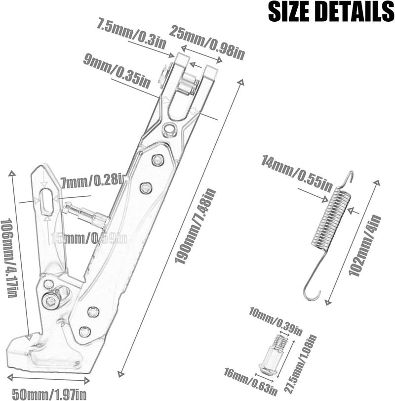 Adsspro Universal CNC Aluminum Alloy High Quality Motorcycle Adjustable Kickstand Accessories Motor Scooter Modified Tripod Holder Kickstand Foot Side Support Stand Motor Motorbike Dit Pit Bike - Image 2