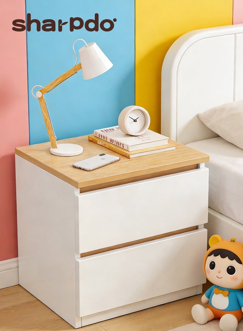 Sharpdo Nightstands Simple Modern Bedroom Bedside Table Solid Wood Minimalist Multi-function Light Luxury Style Bedside Storage Small Cabinet Bedside Table with Drawer