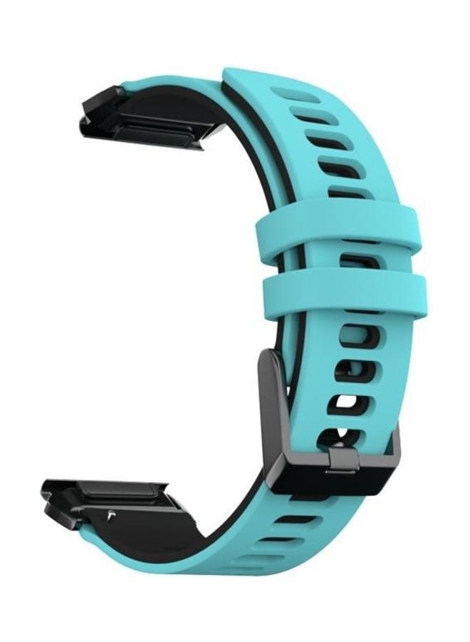 NIBEMINENT Two-Colour Silicone Quick Release Replacement Strap Watchband For Garmin Fenix 6X Mint Green/Black - Image 1