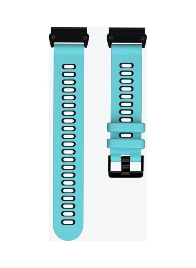 NIBEMINENT Two-Colour Silicone Quick Release Replacement Strap Watchband For Garmin Fenix 6X Mint Green/Black - Image 2