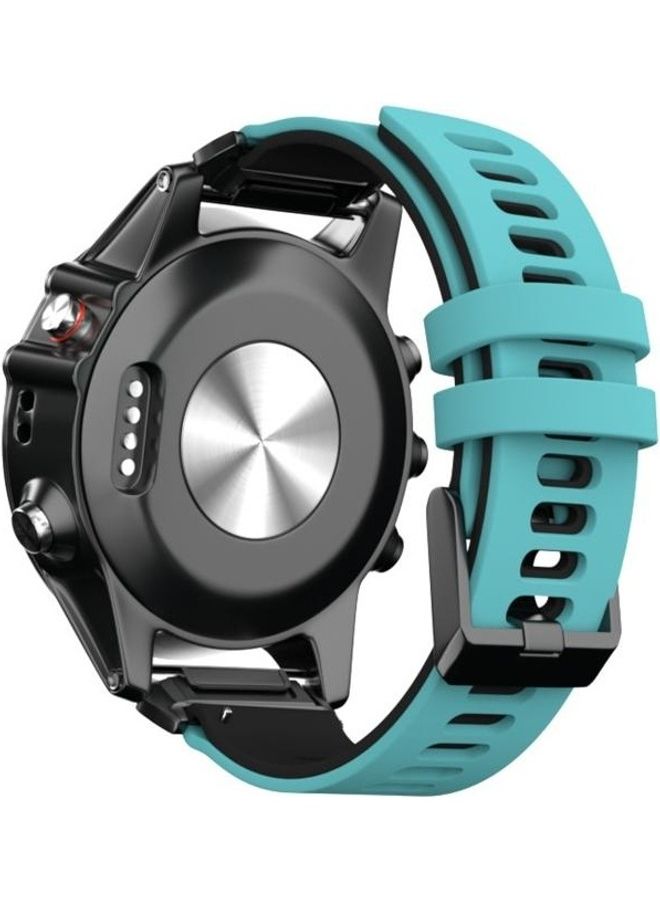 NIBEMINENT Two-Colour Silicone Quick Release Replacement Strap Watchband For Garmin Fenix 6X Mint Green/Black - Image 4
