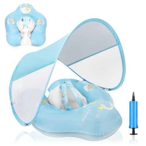 Loowarts Baby Pool Float with Canopy and Safety SeatInfant Swim Float Pool Float Baby Water Float Swimming Floats UPF50 UV Protection for Kids from 6 to 36 Months - Image 1