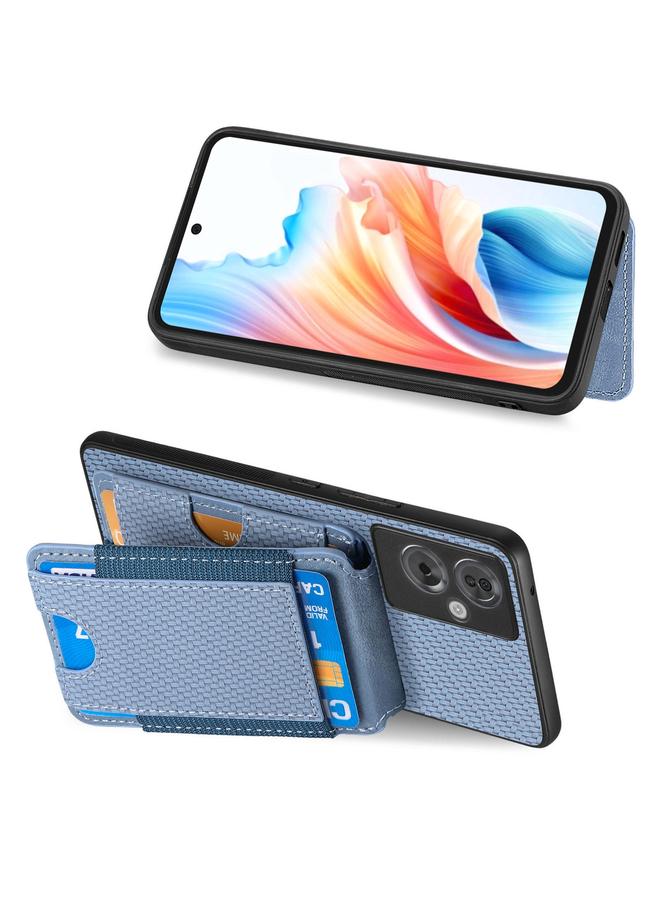 اس-توب جراب هاتف OPPO Reno5 5G من ألياف الكربون مع حامل محفظة عمودي - Image 5