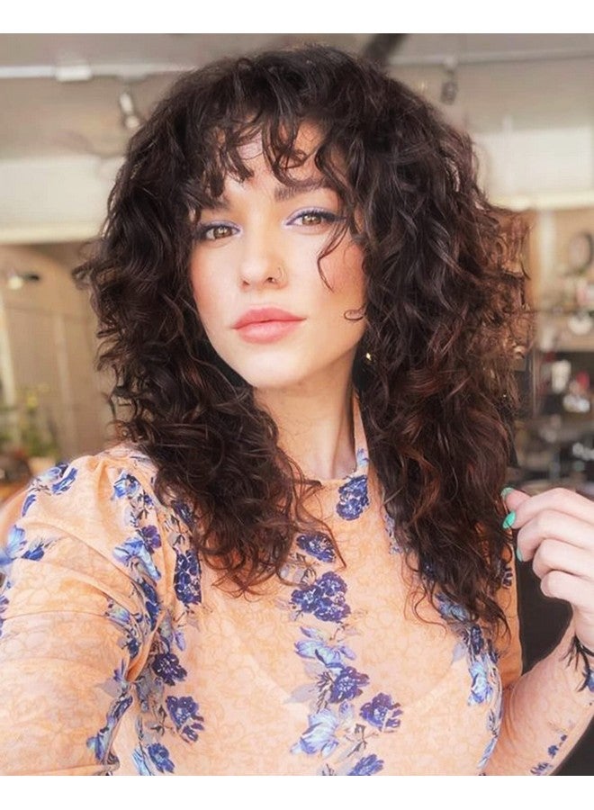 لوناي 23 بوصة شعر مستعار مجعد بني مع الانفجارات Wig006 تسريحة طويلة خمر مع هامش مجعد شعر مستعار اصطناعي للنساء الاستخدام اليومي Partybrown - Image 1