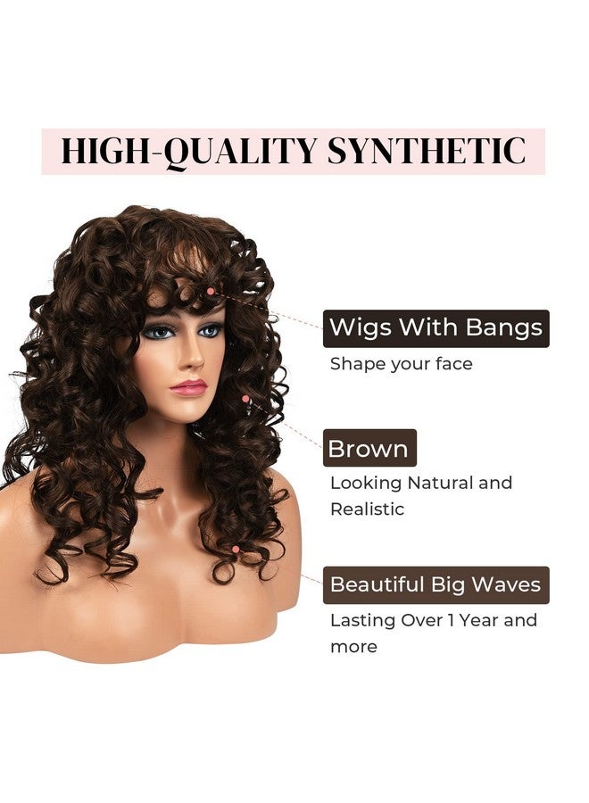 لوناي 23 بوصة شعر مستعار مجعد بني مع الانفجارات Wig006 تسريحة طويلة خمر مع هامش مجعد شعر مستعار اصطناعي للنساء الاستخدام اليومي Partybrown - Image 2