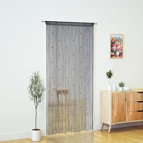 YaoYue Beaded Curtain Door String Curtains for Doorways Tassels Beads Hanging Fringe Hippie Window Hallway Entrance Wall Closet Bedroom Privacy Decor (Grey, 39" W x 79" L (Pack of 1)) - Image 3