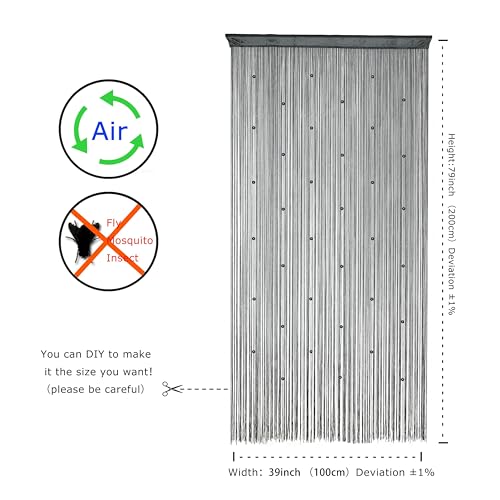 YaoYue Beaded Curtain Door String Curtains for Doorways Tassels Beads Hanging Fringe Hippie Window Hallway Entrance Wall Closet Bedroom Privacy Decor (Grey, 39" W x 79" L (Pack of 1)) - Image 4