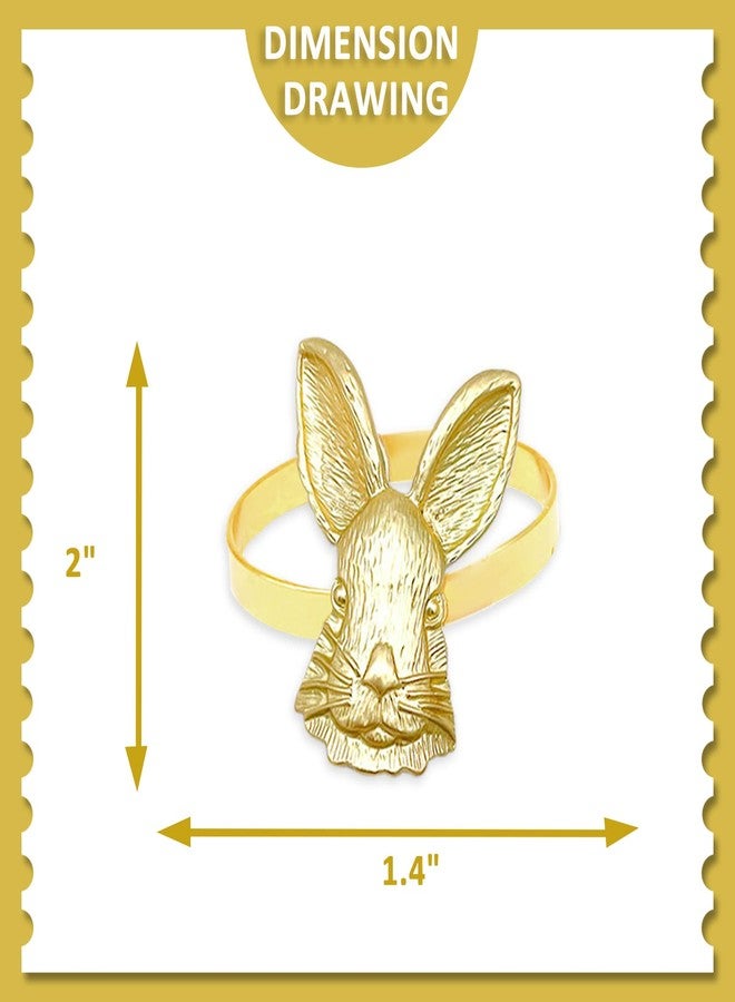 QTKJ Gold Bunny Napkin Rings Set of 6, Table Decorations for Dining Room,Napkin Buttons for Parties, Weddings, Birthdays, Valentine's Day, Easter Decorations. - Image 2