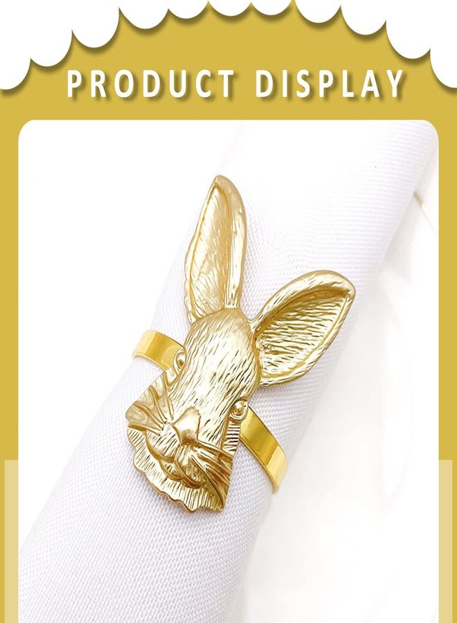 QTKJ Gold Bunny Napkin Rings Set of 6, Table Decorations for Dining Room,Napkin Buttons for Parties, Weddings, Birthdays, Valentine's Day, Easter Decorations. - Image 3