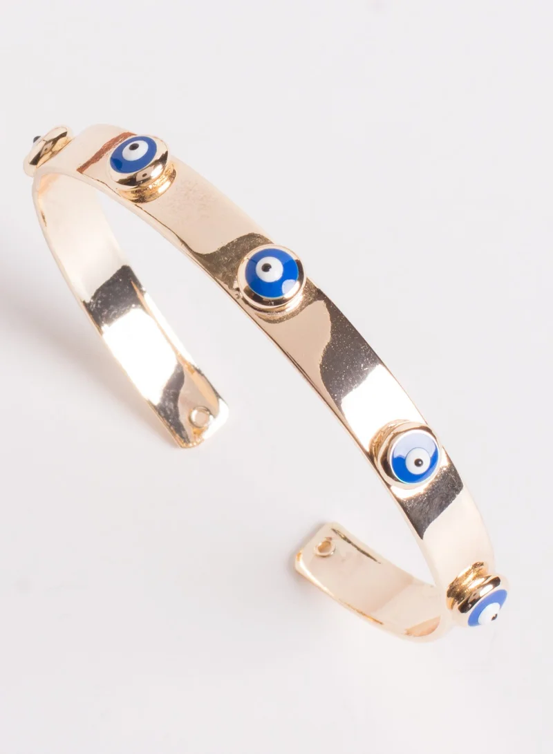 Plain Evil eye studded golden kada / bracelet - Dark Blue