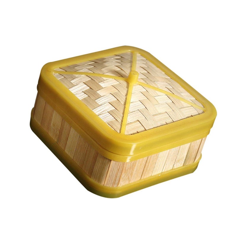 Square 6 Inch Bamboo Steamer Basket With Lid For Dim Sum Dumplings Cooking - Image 2
