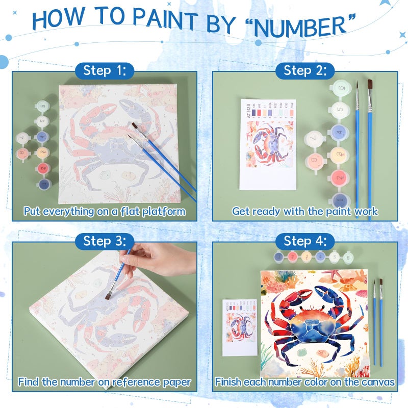 Nezyo 12 Sets Paint by Numbers Kit with Frame for Adult Beginners, Paint by Number DIY Acrylic Painting Canvas for Painting Party, Classroom Activity Birthday Gift, 8 x 8 Inch - Image 4
