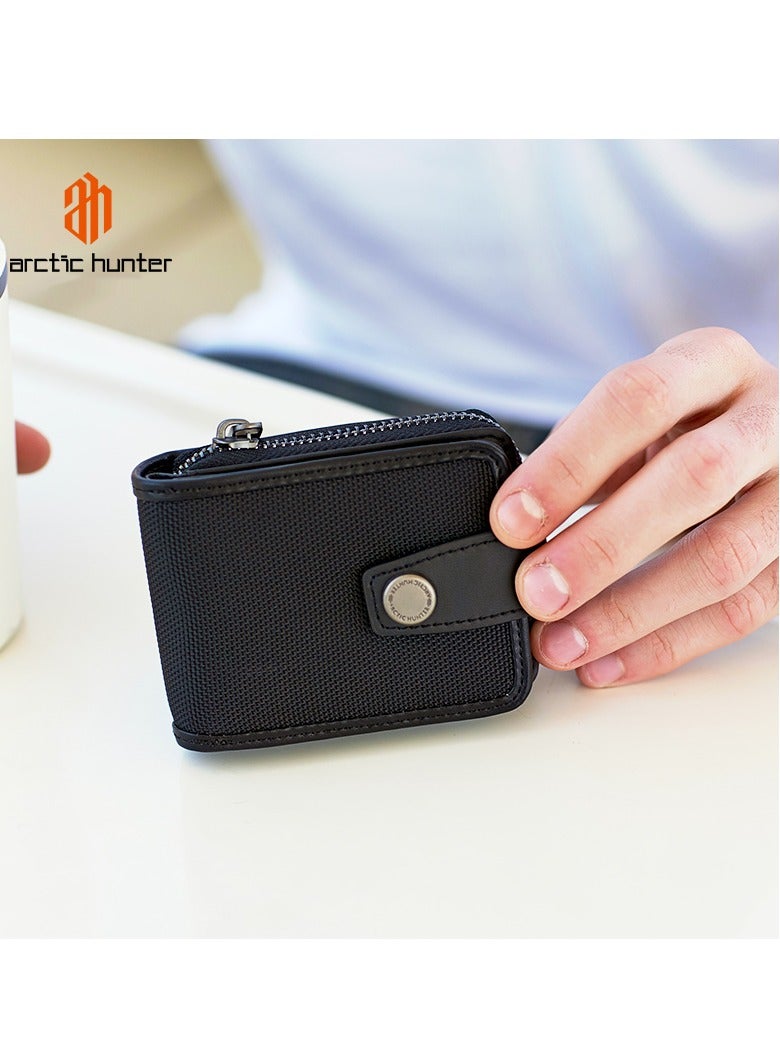 ARCTIC HUNTER Unisex Card Holder Durable Water-Resistant Polyester Wallet Pocket Case for Men and Women in Daily Use, QB0012, Black - Image 2