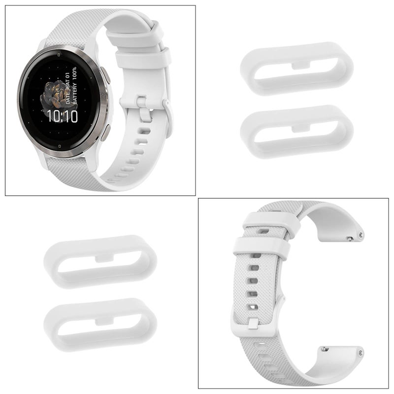 Micro Traders 10pcs Wristwatch Strap Loop Replacement Strap Loop Compatible with Vivoactive 3 Music/Venu/Vivomove Strap Silicone Strap Ring Holders Wristband Security Loop White - Image 4