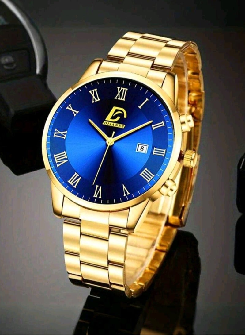 DIJANES A modern quartz watch for men's stainless steel with a date width - Image 2
