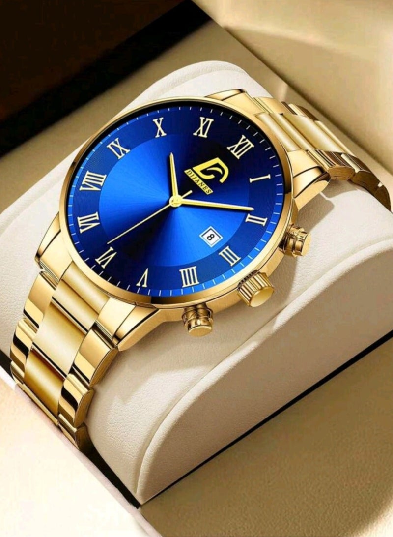 DIJANES A modern quartz watch for men's stainless steel with a date width - Image 3