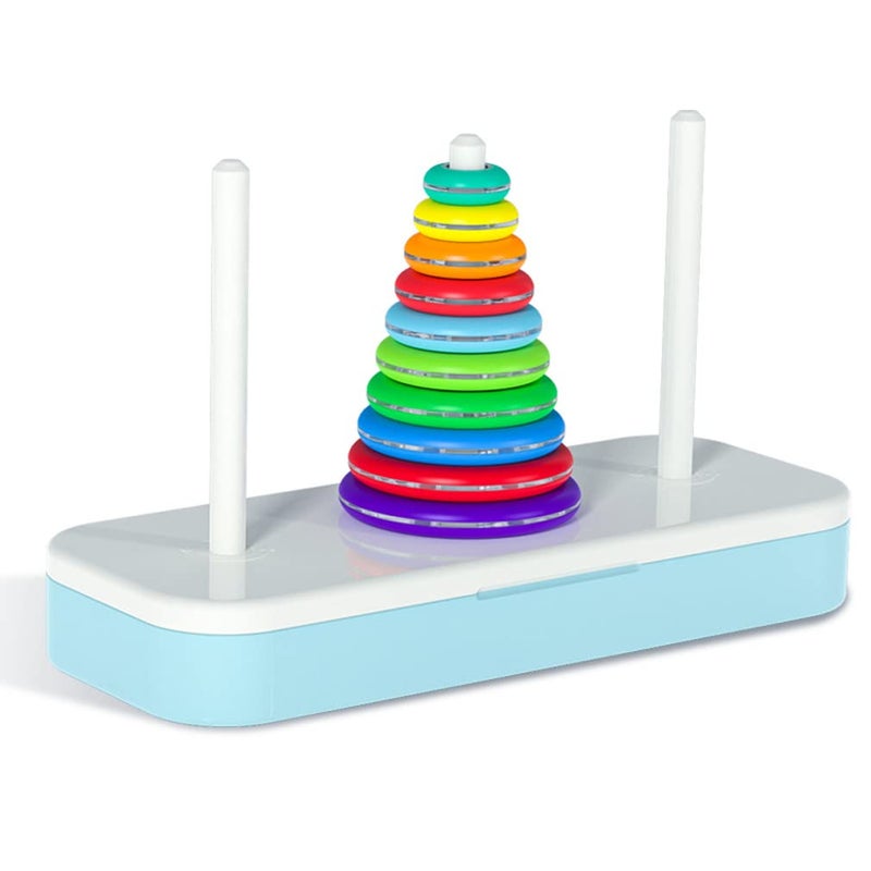 TANCH Hanoi Tower Puzzle All in One Logical Thinking Tower of Hanoi Brain Teaser Puzzle Stacking Boxes Game Toys for Kids and Adults 10 Rings - Image 3