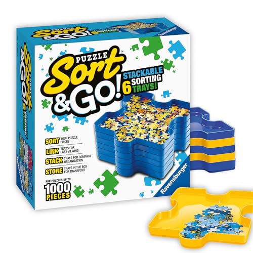 Ravensburger - Sort and Go - Jigsaw Puzzle Accessory - Sturdy Stacking Trays for Sorting Pieces - Premium Quality - Ideal Gift for Enthusiasts - Black - Can Hold Up to 1000 Pieces - Image 1