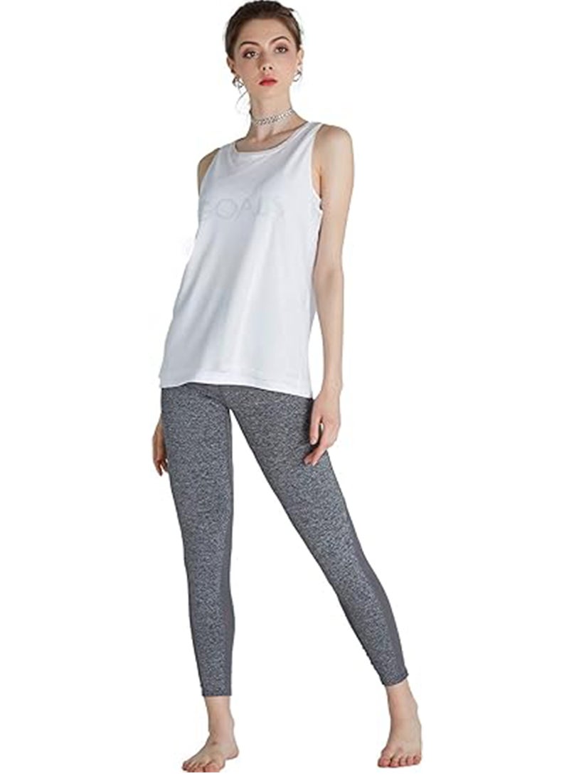 Sharpdo Women's Mid Waist Tummy Control Solid Color Squat Proof Mesh Yoga Running Tights Workout Leggings - Image 3