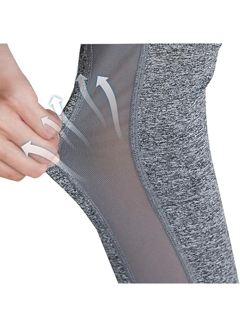 Sharpdo Women's Mid Waist Tummy Control Solid Color Squat Proof Mesh Yoga Running Tights Workout Leggings - Image 4