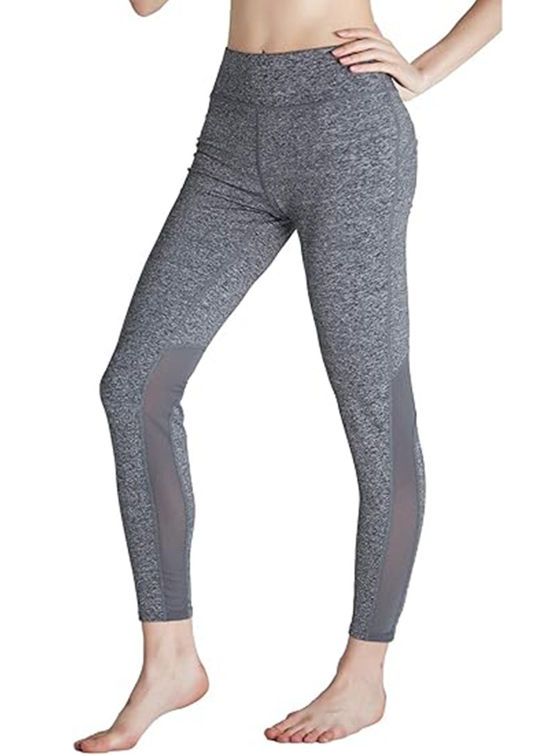Sharpdo Women's Mid Waist Tummy Control Solid Color Squat Proof Mesh Yoga Running Tights Workout Leggings - Image 2