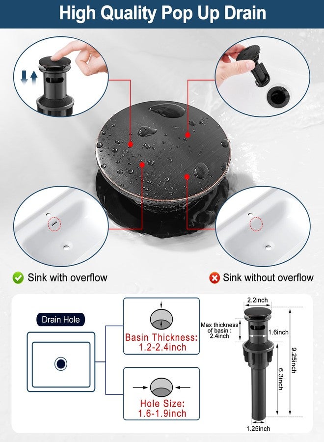 HOIGY Brass Bathroom Waterfall Faucet, Oil Rubbed Bronze Bathroom Faucet 1 Hole or 3 Holes (4 Inch), Single Handle with Deck Plate, Pop-Up Drain & Water Hoses for RV Vanity Farmhouse, 5 Mins Install - Image 5