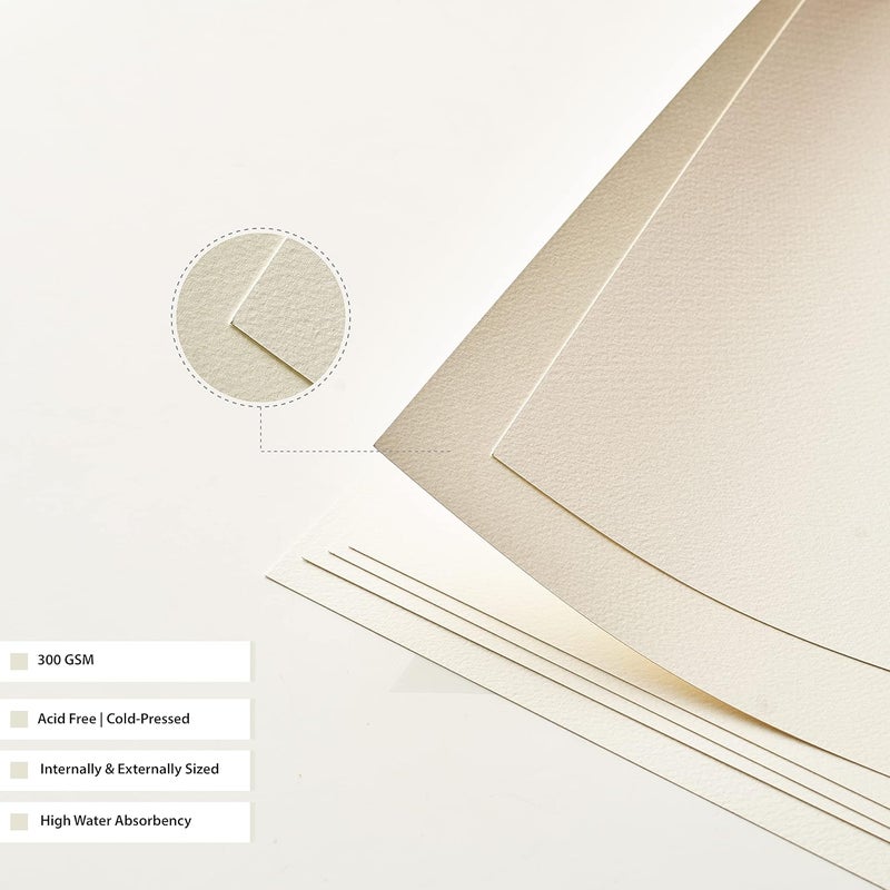 FACTOR NOTES A5 Watercolour Sheet: 300 GSM|30% Cotton | 18 Sheets | Cold-Pressed|Acidfree, Watercolor - Image 3