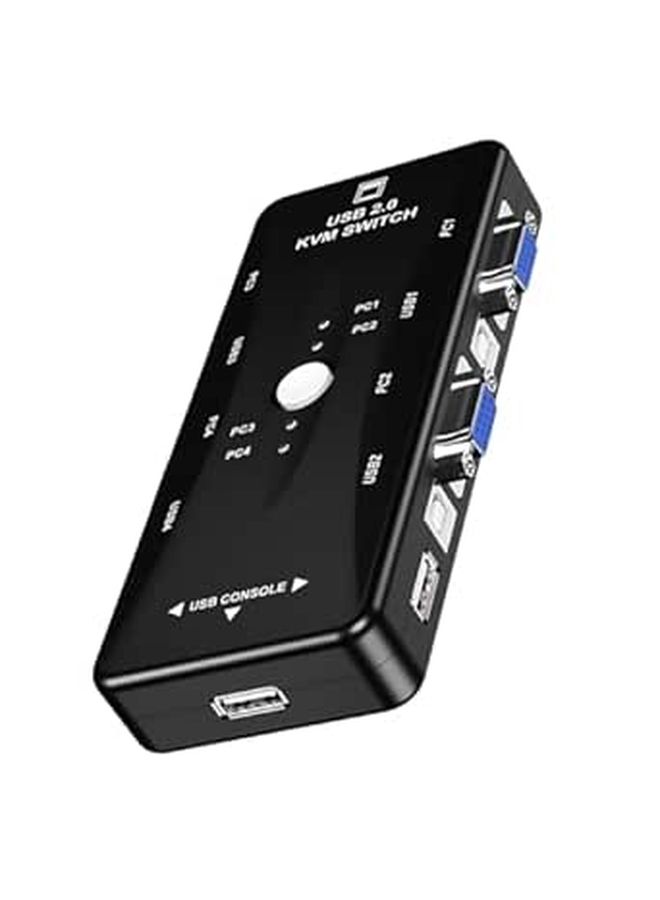 4 in 1 USB VGA KVM Switch with Keyboard Mouse and Printer Port Sharing Hub for Multiple Computers Desktop Office Use - Image 1
