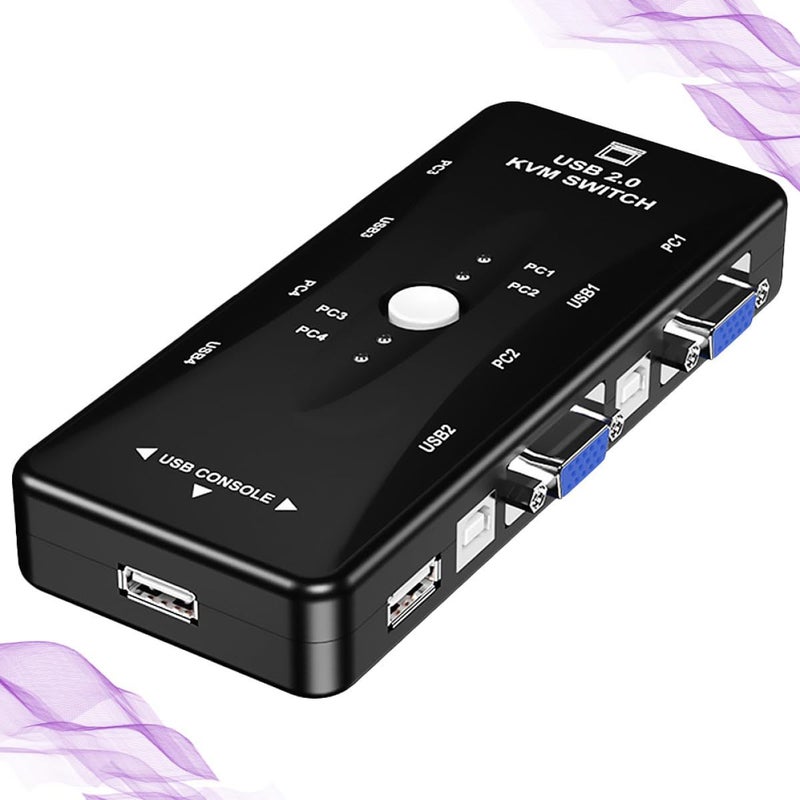 4 in 1 USB VGA KVM Switch with Keyboard Mouse and Printer Port Sharing Hub for Multiple Computers Desktop Office Use - Image 3
