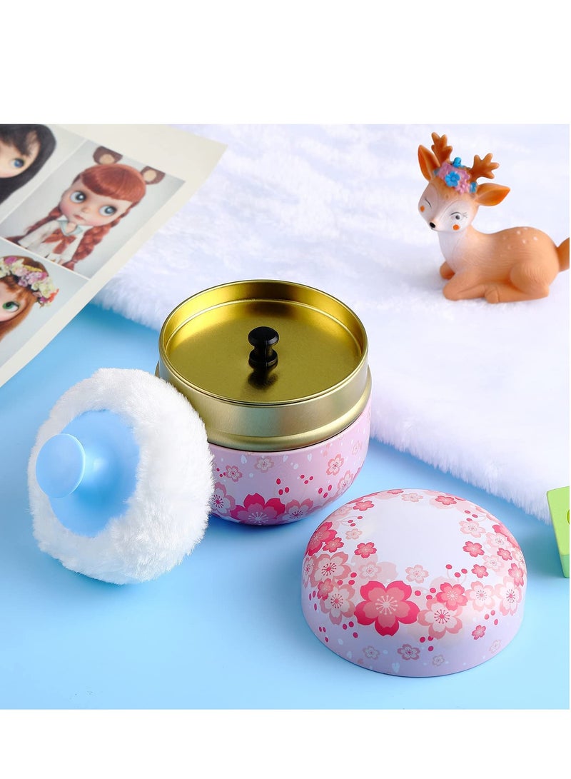 Excefore Baby Powder Puff with Handle, Makeup Powder Puff with Container, Body Powder Case with Powder Puff and Container, Tea Canister for Baby and Adult Body Talcum Powder Tea Box - Image 2