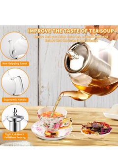 Yoawllty Glass Tea Pot with Infuser, 1000ml Borosilicate Tea Kittle, Glass Heat Resistant Clear Tea Pot with Strainer Removable Infuser Safe for Microwavable and Stovetop  - Image 4