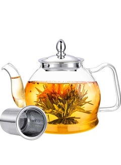 Yoawllty Glass Tea Pot with Infuser, 1000ml Borosilicate Tea Kittle, Glass Heat Resistant Clear Tea Pot with Strainer Removable Infuser Safe for Microwavable and Stovetop  - Image 2