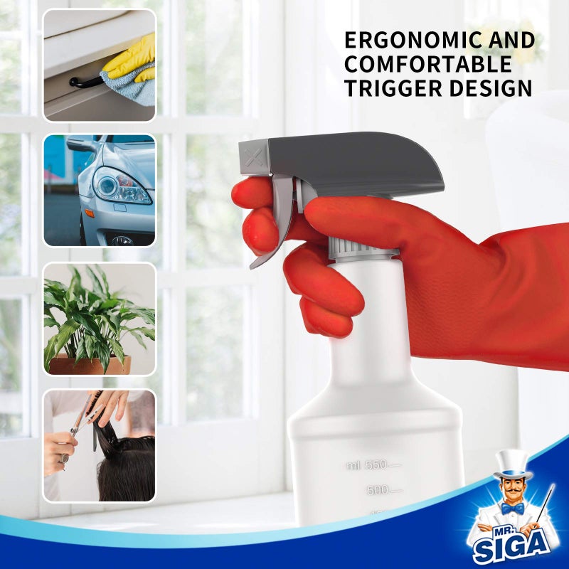 Mr Siga MR.SIGA 24 oz Empty Plastic Spray Bottles for Cleaning Solutions, Heavy Duty Household Reusable Spray Bottles with Measurements and Adjustable Leak Proof Nozzle, 3 Pack - Image 4