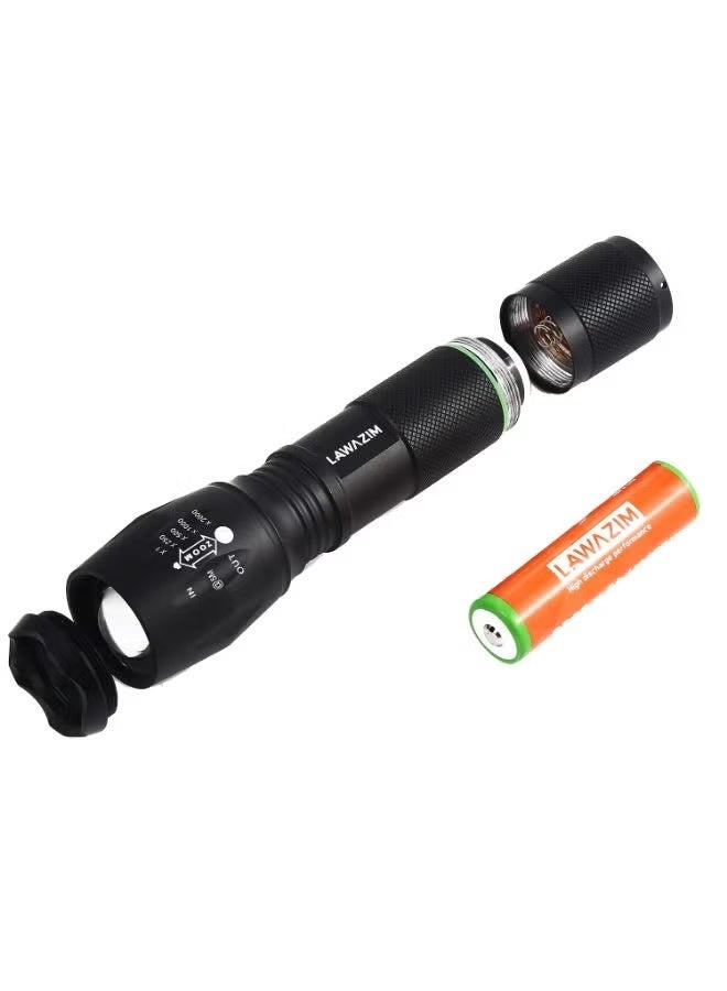 Lawazim Tactical Flashlight with Case and USB Charger | Super Bright LED Flashlight High Lumens with USB Cable, Waterproof Flashlight Powerful Flash Light for Camping Hiking ‎18 x 12 x 5 cm Black - Image 3