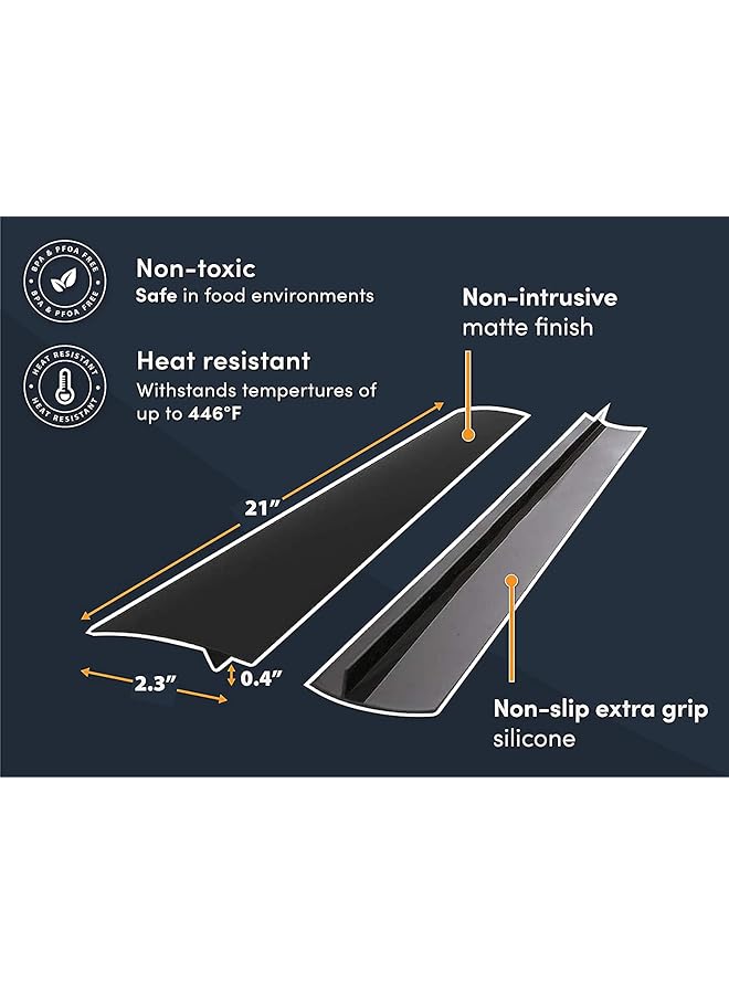 إيروريكس أغطية فجوات الموقد المصنوعة من السيليكون، مكونة من قطعتين، مقاومة للحرارة، تعمل على سد الفجوات بين سطح الموقد والطاولة، سهلة التنظيف، مقاس 25 بوصة - Image 4