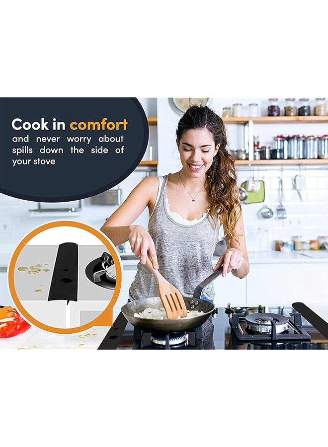 إيروريكس أغطية فجوات الموقد المصنوعة من السيليكون، مكونة من قطعتين، مقاومة للحرارة، تعمل على سد الفجوات بين سطح الموقد والطاولة، سهلة التنظيف، مقاس 25 بوصة - Image 2