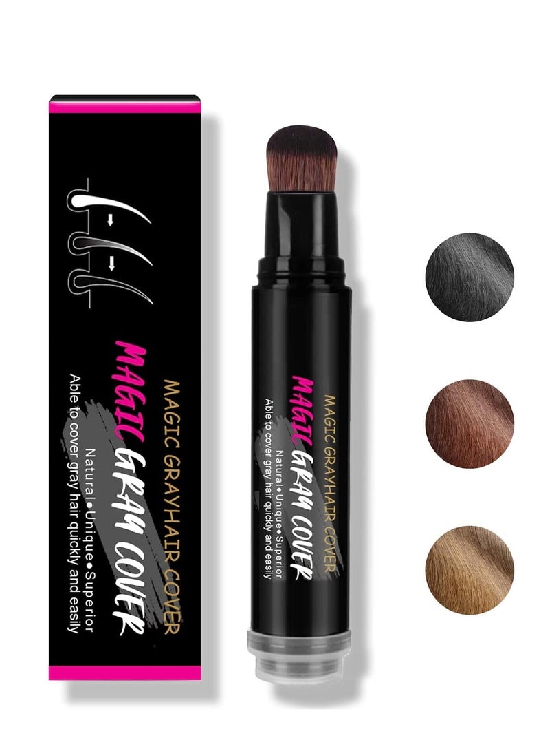 SYOSI قلم صبغ الشعر، قلم تغطية الجذور باللون الأسود، بودرة تحديد خط الشعر، قلم صبغ الشعر لتغطية جذور الشعر الرمادي، صبغة جذور الشعر شبه الدائمة (بني غامق) - Image 1