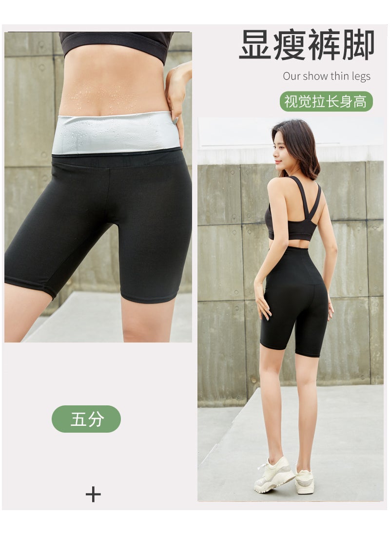 Generic Women Summer Sporty Fitness High Waist Slimming Sweat Pants Three-five-point Pants Explosive Bottom Shorts Five points  - Image 1