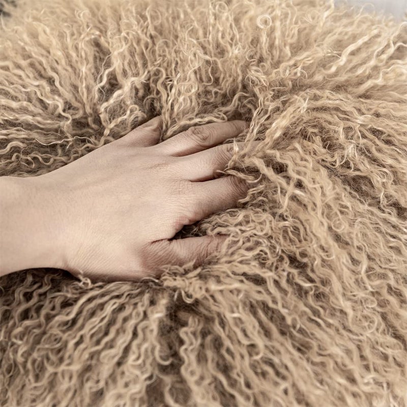 Seek4comfortable Mongolian Tibetan Lamb Fur Wool Rectangular Throw Pillow Cushionï¼ŒKhaki - 12" x 20" - Image 4