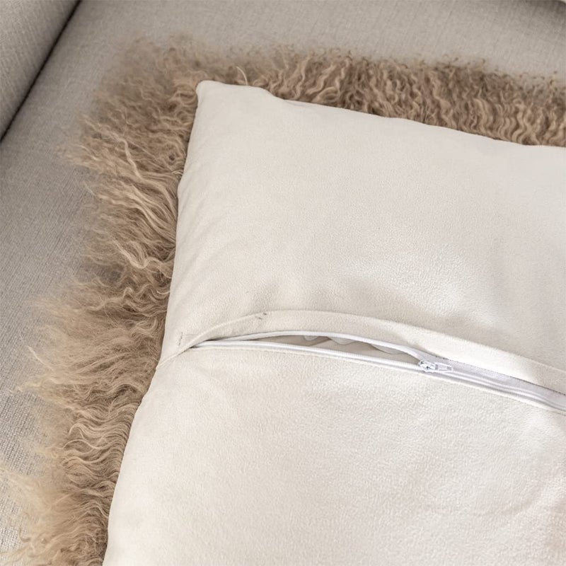 Seek4comfortable Mongolian Tibetan Lamb Fur Wool Rectangular Throw Pillow Cushionï¼ŒKhaki - 12" x 20" - Image 5