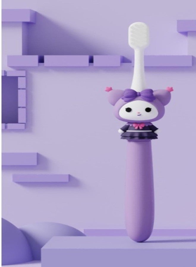 ZQBIEE Cartoon Character Soft Bristles Manual Toothbrush For Kids 3-12 Years Old with Anti-slip Rubberized Handle Design (Pack of 1, Kuromi),Purple - Image 4