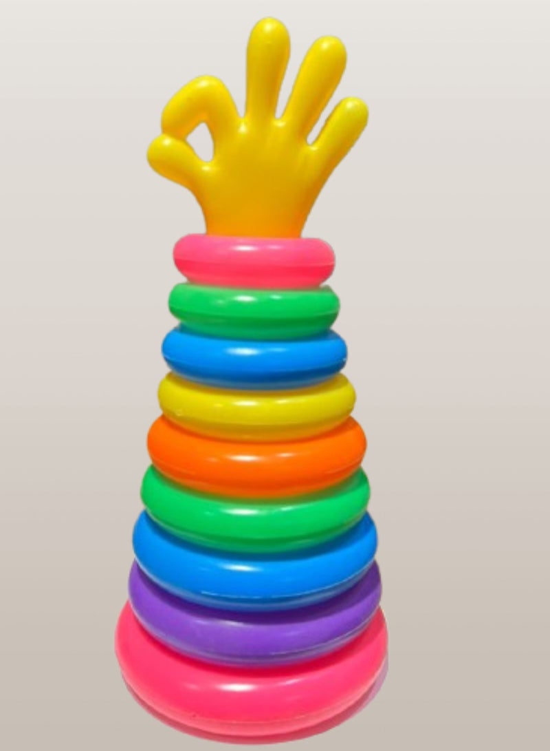 Stacking Colourful Hand Rings for Growing Babies, Toddlers - 5 Rings (Multicolor) (9 Rings)(10 Pieces)