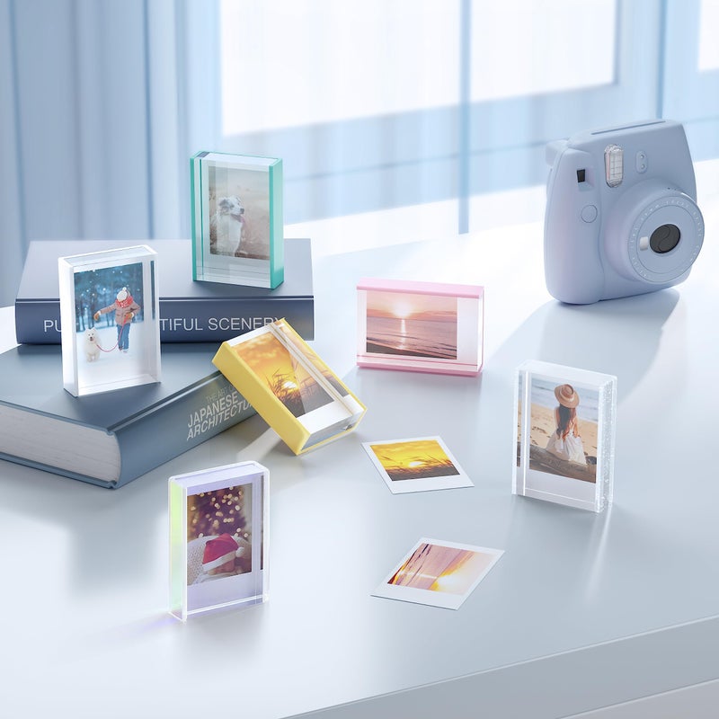 Phattopa إطارات صور أكريليك ميني instax 2x3 لطيفا بولويد الصورة إطار سطح المكتب واللواة إطارات صور تعيين ميني إطارات الصور الفورية ل fujifilm & polaroid (3 عبوة) - Image 5