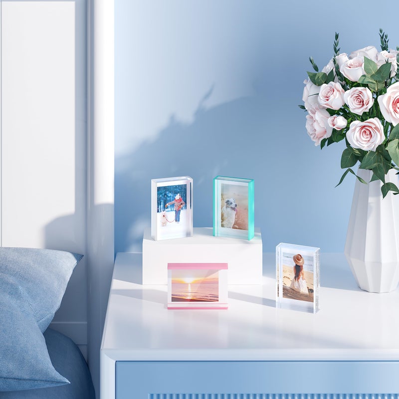 Phattopa إطارات صور أكريليك ميني instax 2x3 لطيفا بولويد الصورة إطار سطح المكتب واللواة إطارات صور تعيين ميني إطارات الصور الفورية ل fujifilm & polaroid (3 عبوة) - Image 4