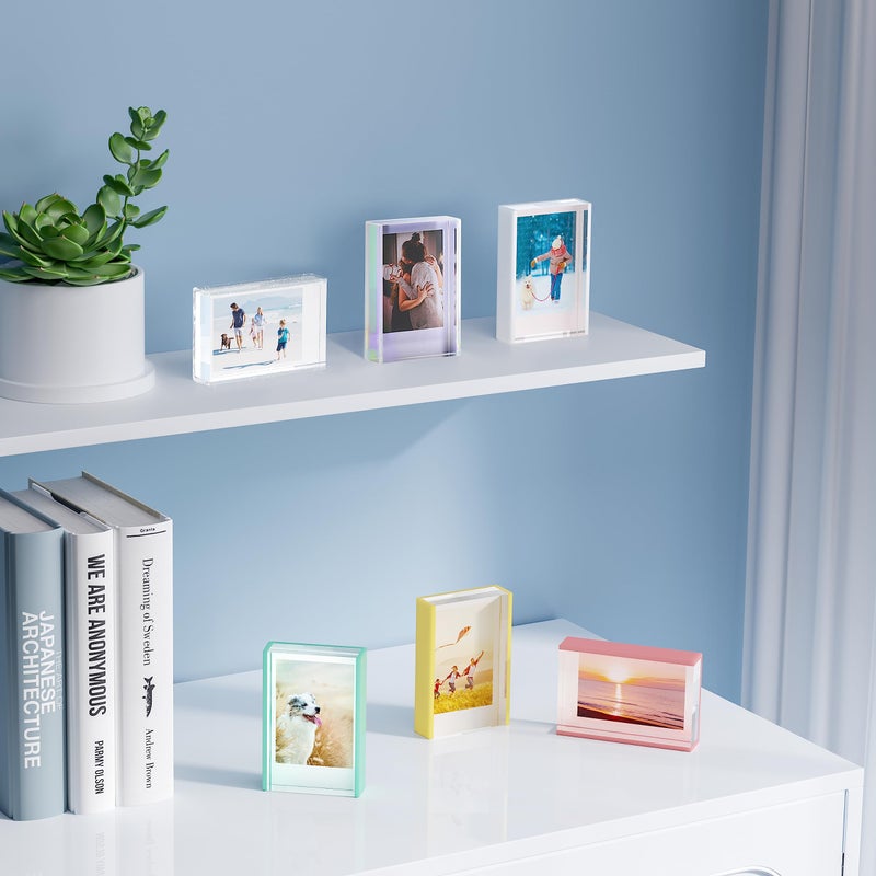 Phattopa إطارات صور أكريليك ميني instax 2x3 لطيفا بولويد الصورة إطار سطح المكتب واللواة إطارات صور تعيين ميني إطارات الصور الفورية ل fujifilm & polaroid (3 عبوة) - Image 3