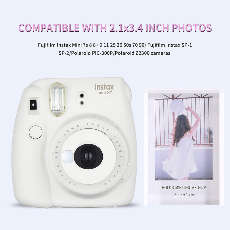 Phattopa إطارات صور أكريليك ميني instax 2x3 لطيفا بولويد الصورة إطار سطح المكتب واللواة إطارات صور تعيين ميني إطارات الصور الفورية ل fujifilm & polaroid (3 عبوة) - Image 2